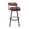 Armen Living Nolagam Swivel Bar Stool in Black Metal with Brown Faux Leather 840254335639 - alternate 3